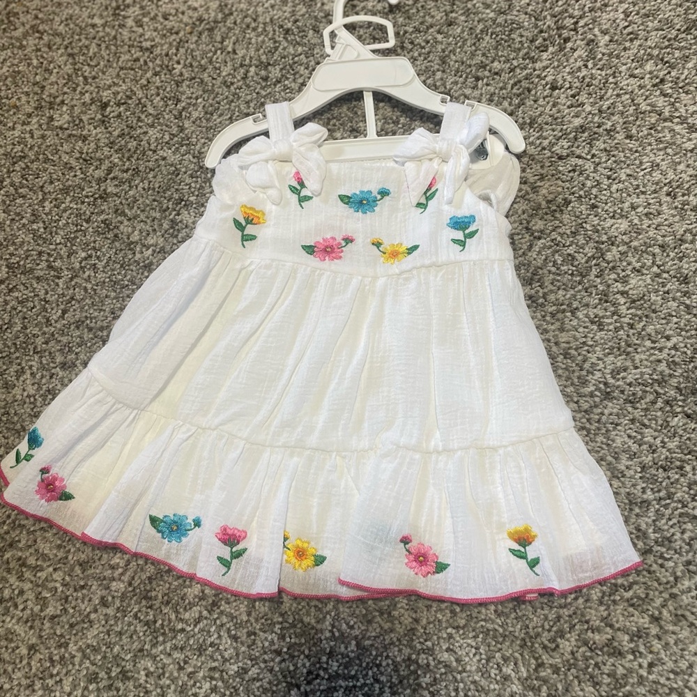 White Floral Embroidered Dress